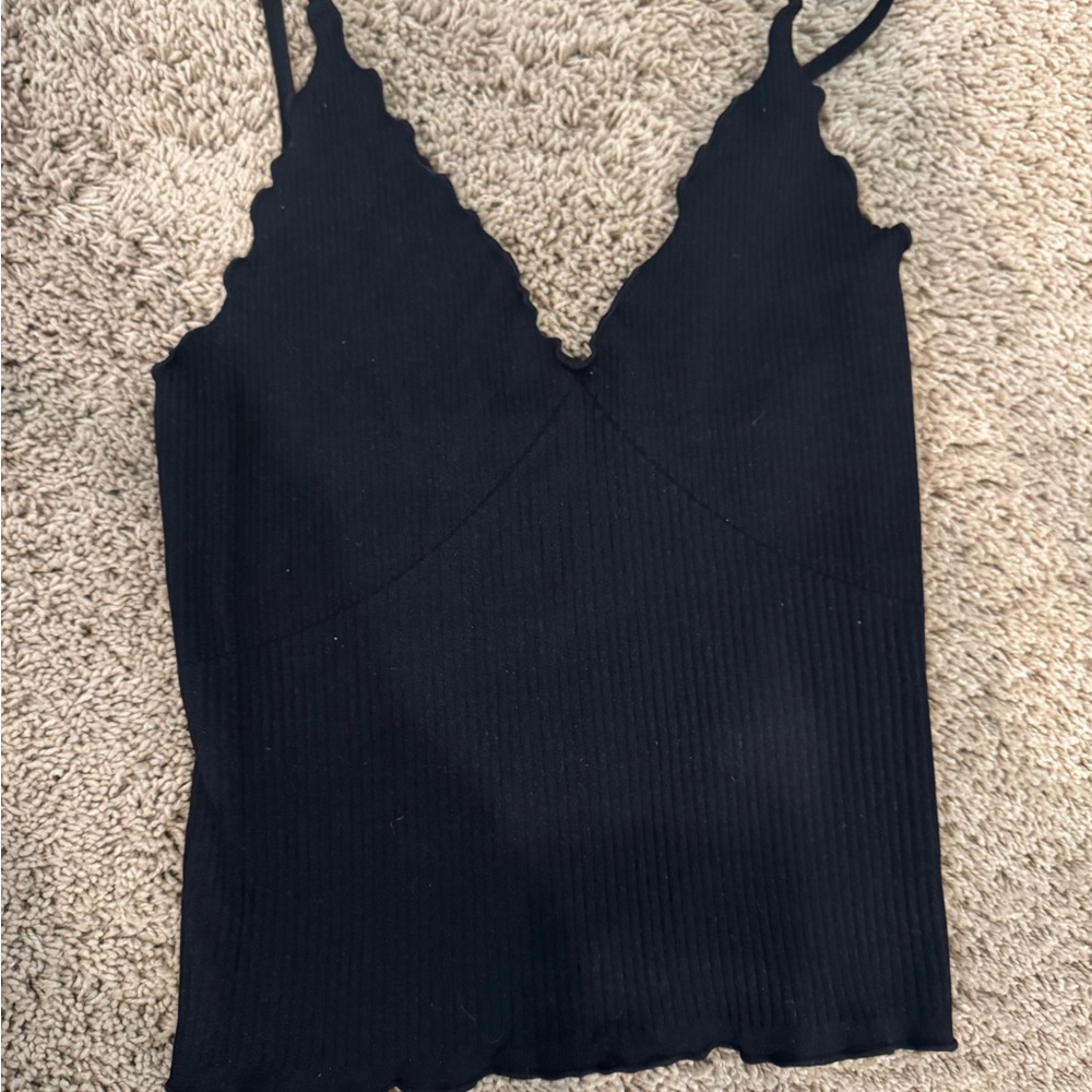 Black Ribbed Women's Top